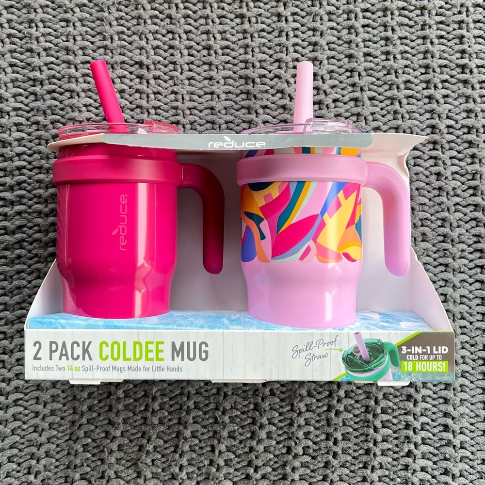 Reduce 2 pack 14 Ounce Coldee Tumblers with Straws and Lids